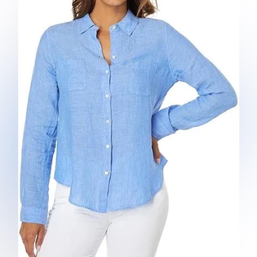 Lilly Pulitzer blue linen Seaview top
